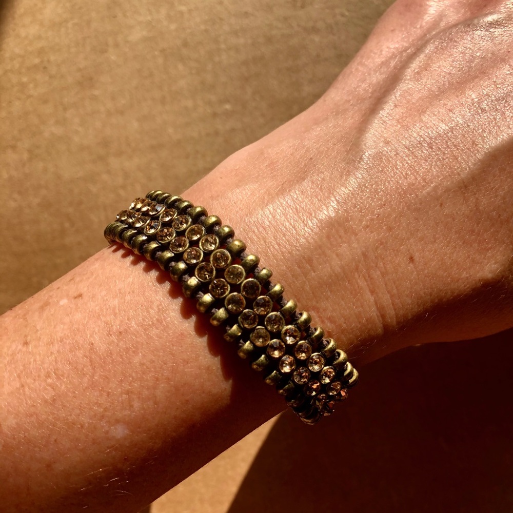 My Saint My Hero Gold & Brown Rhinestone Bracelet